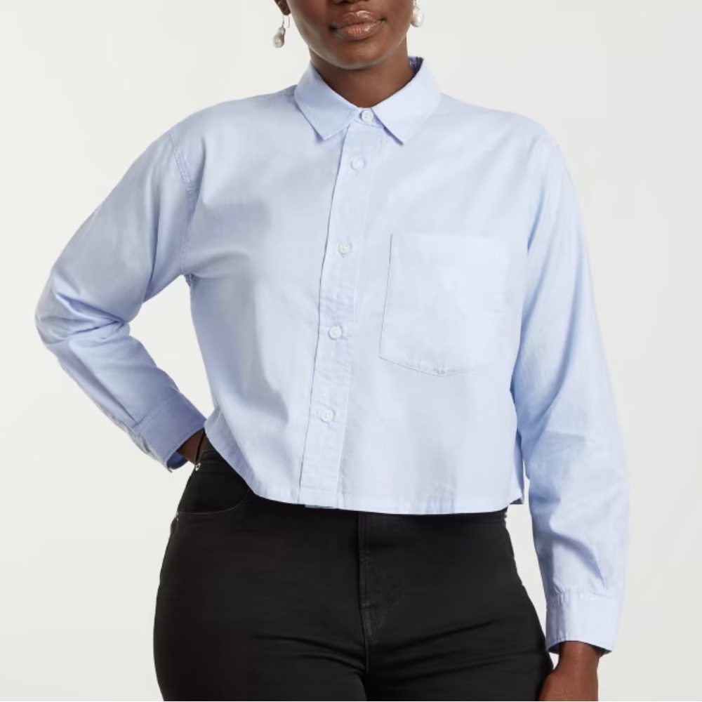 Everlane cropped blue blouse size 2